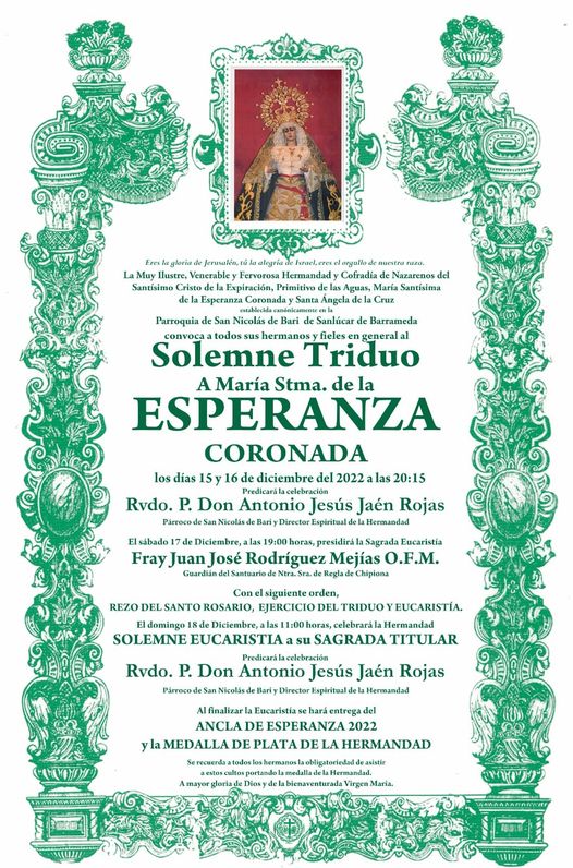 TRIDUO A MARIA SANTSIMA DE LA ESPERANZA CORONADA